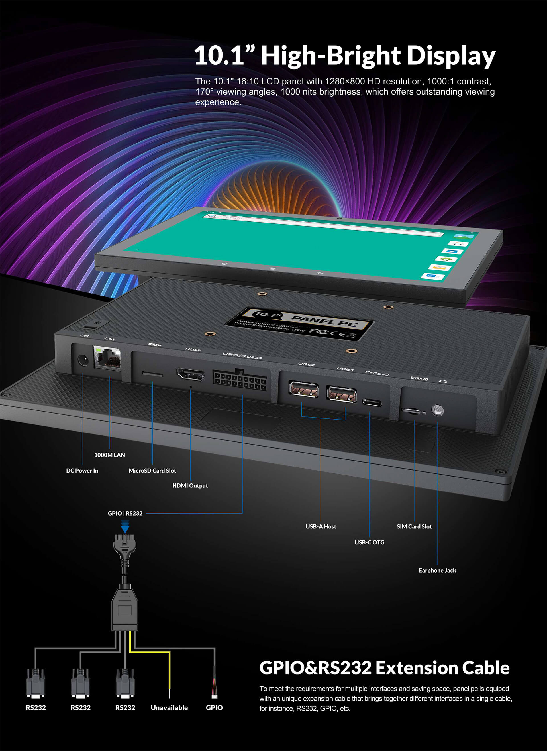 10.1 inch Android Panel PC With Rockchip Processor 3