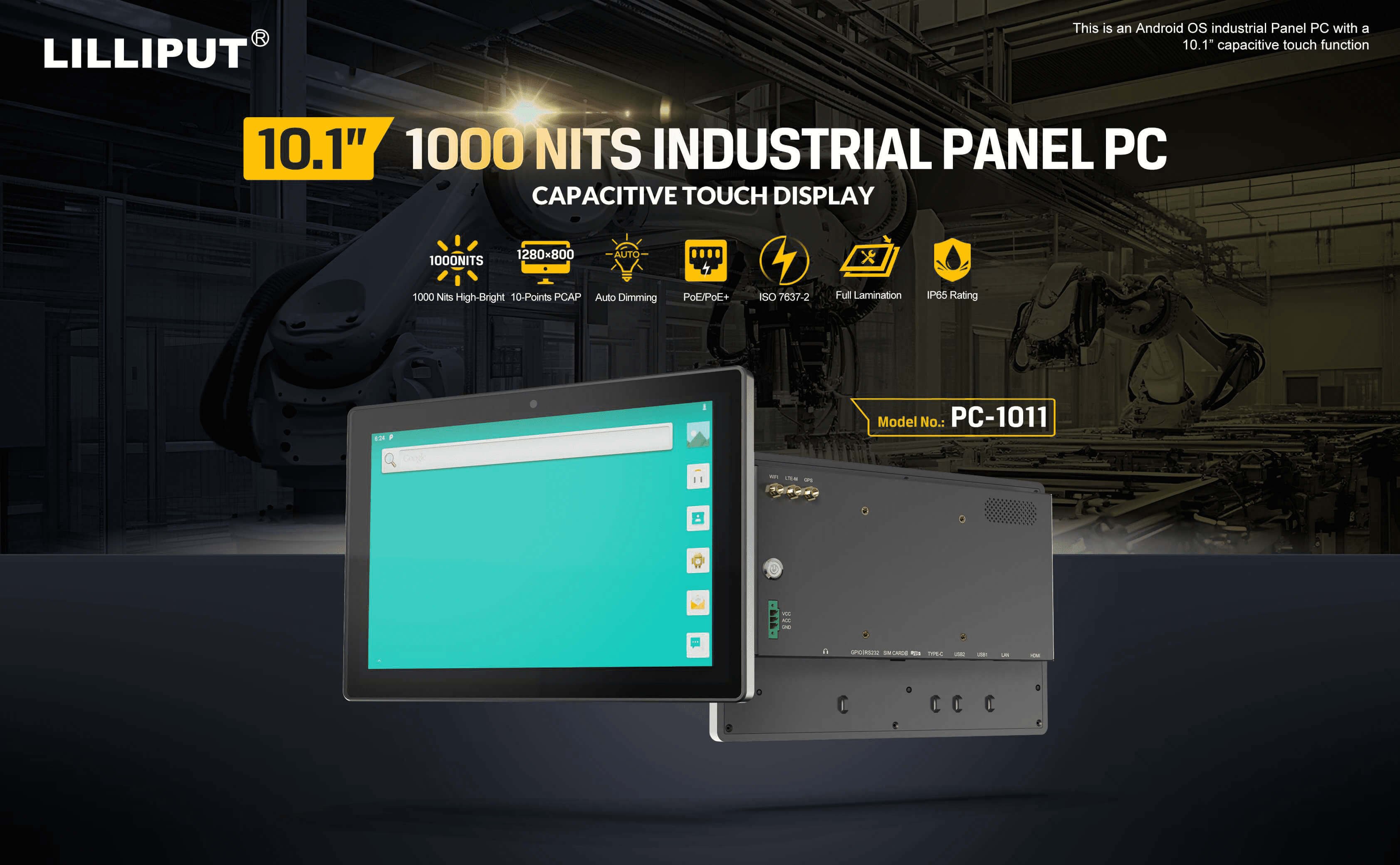 10.1 inch IP65 Android Industrial Touch Panel PC1