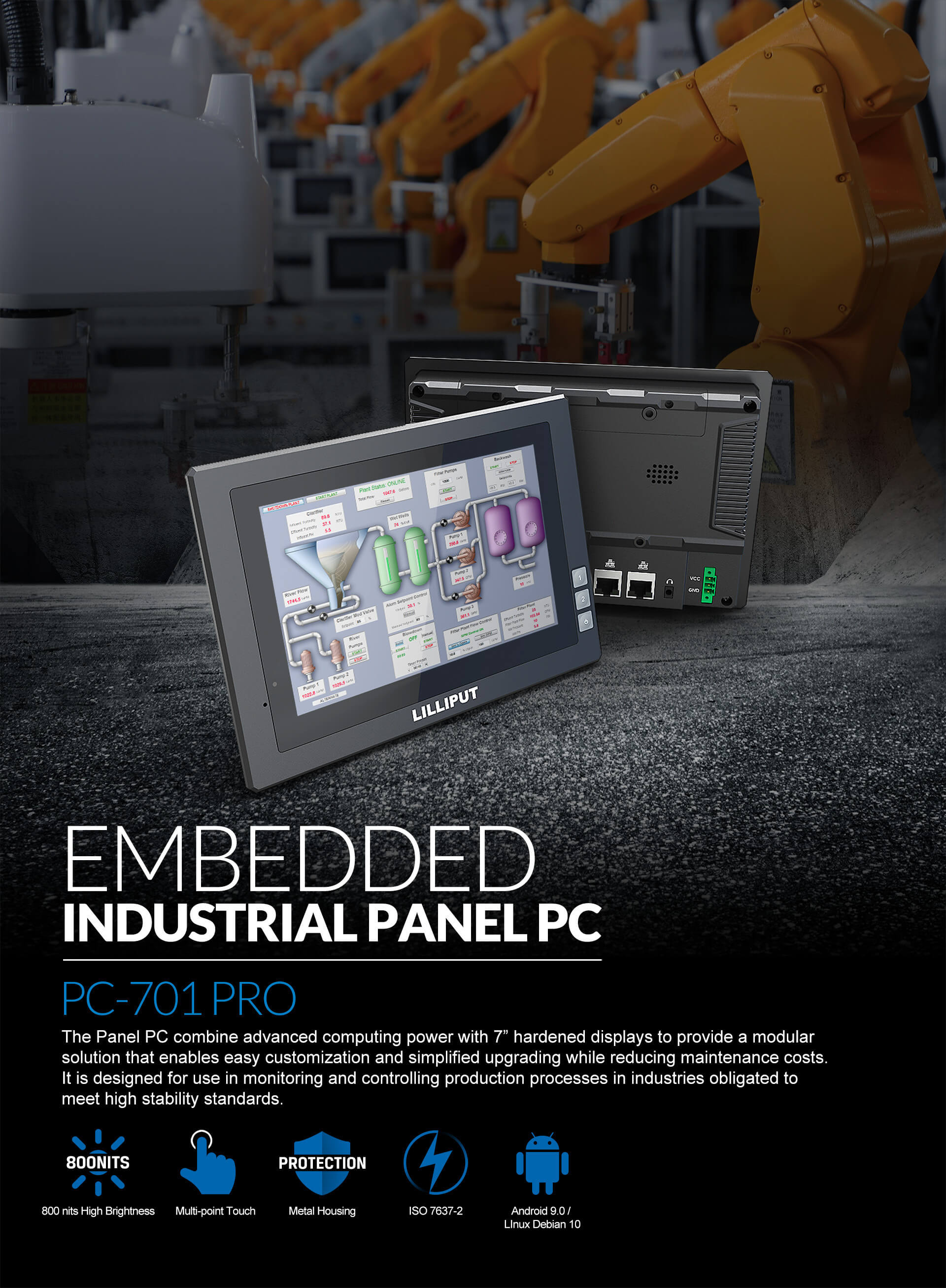 7 Inch Embedded Industrial Panel PC 1