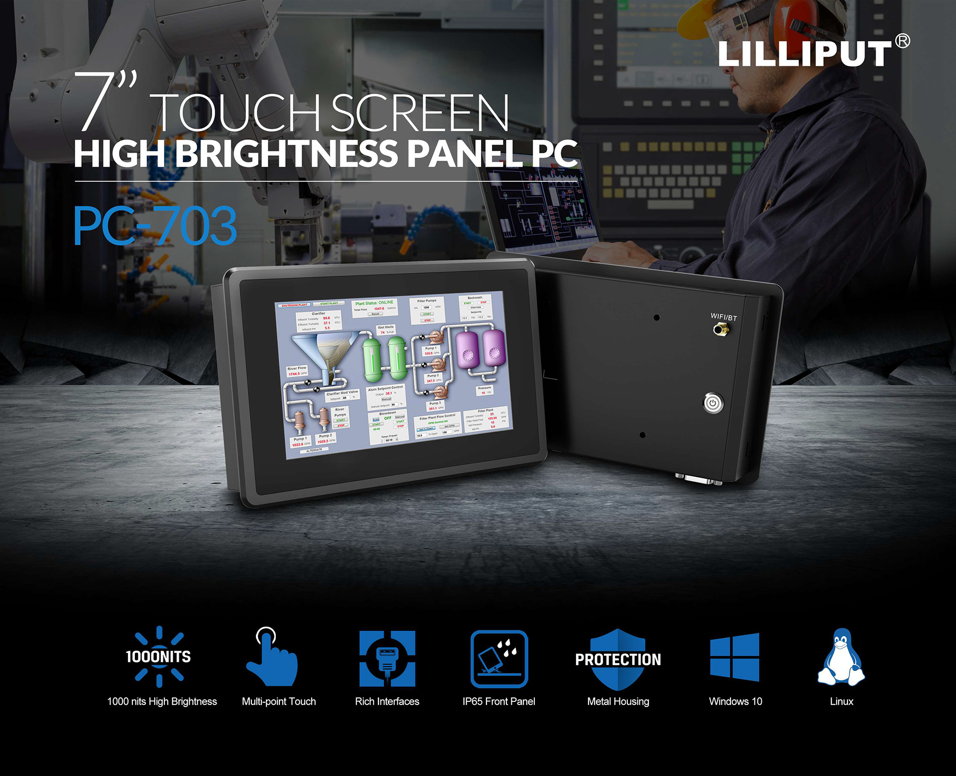 7 Inch Touch Screen High Brightness Panel PC 1