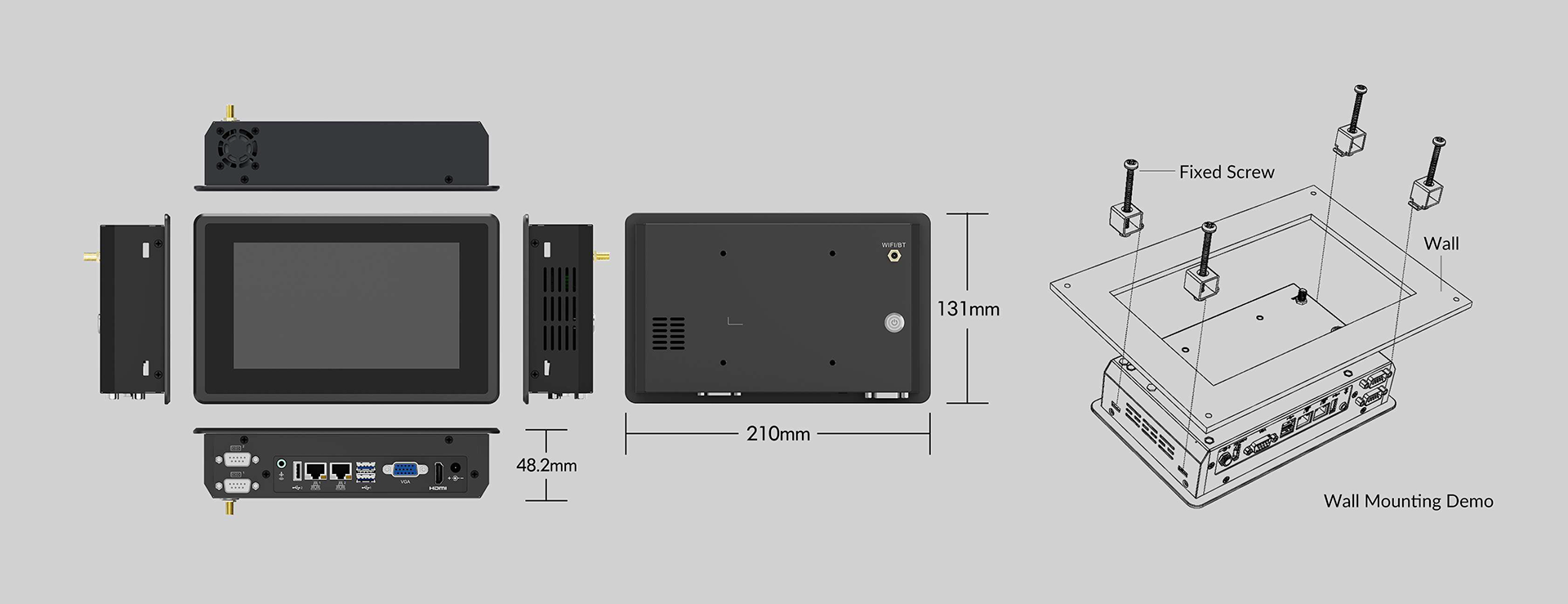 7 inch industrial touch panel pc