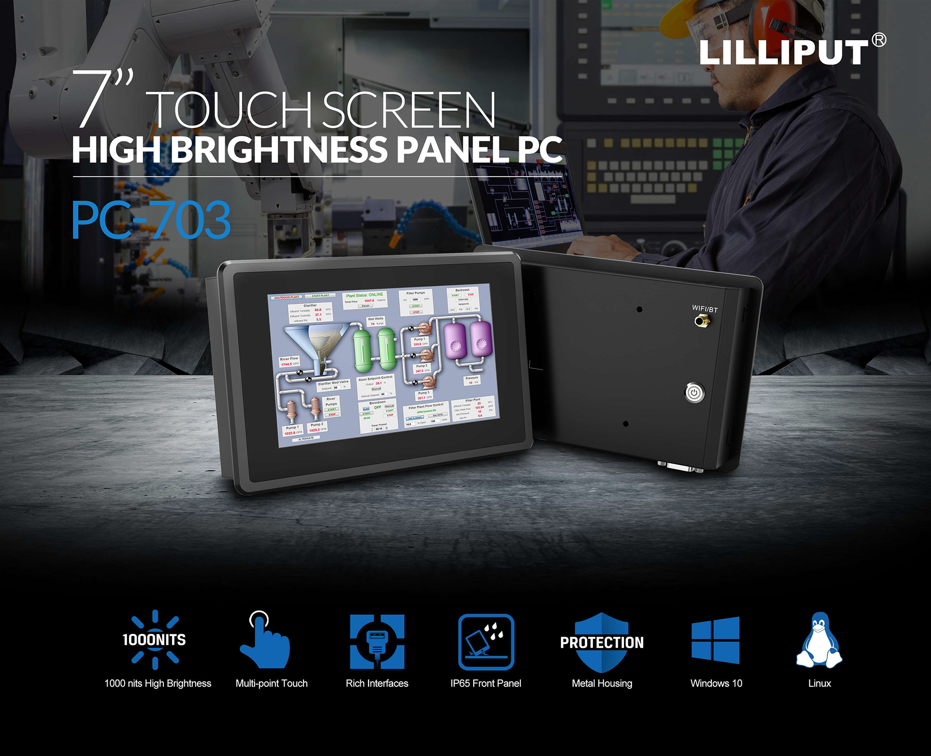 7 inch touch panel pc