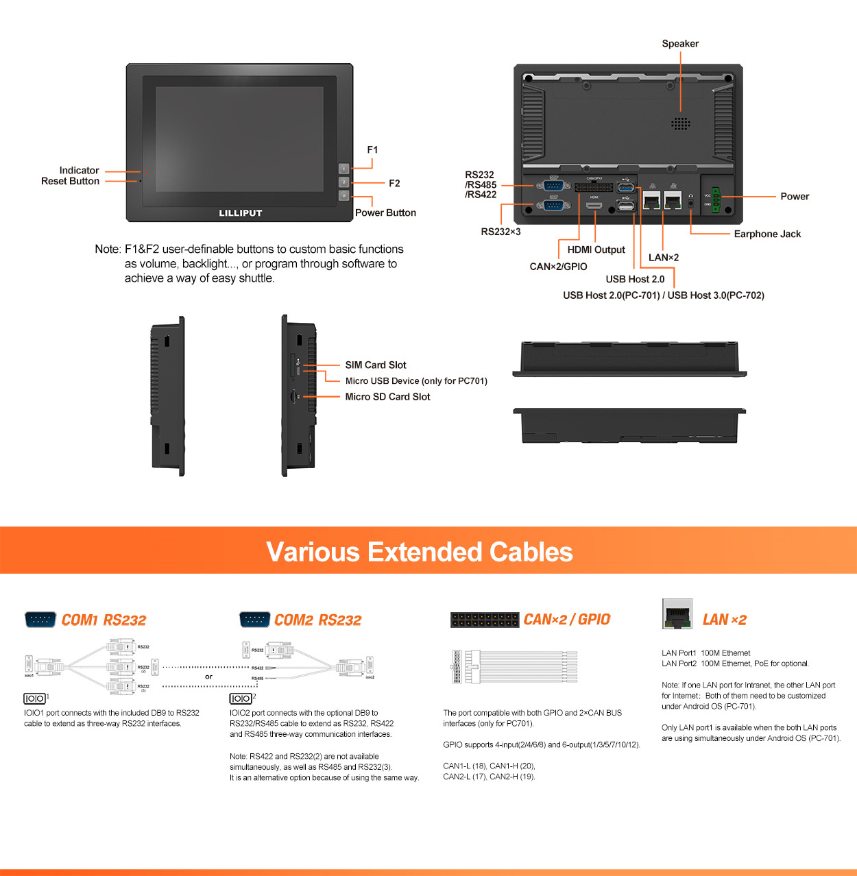 PC-702 7 Inch Embedded Industrial PCPC-702 9