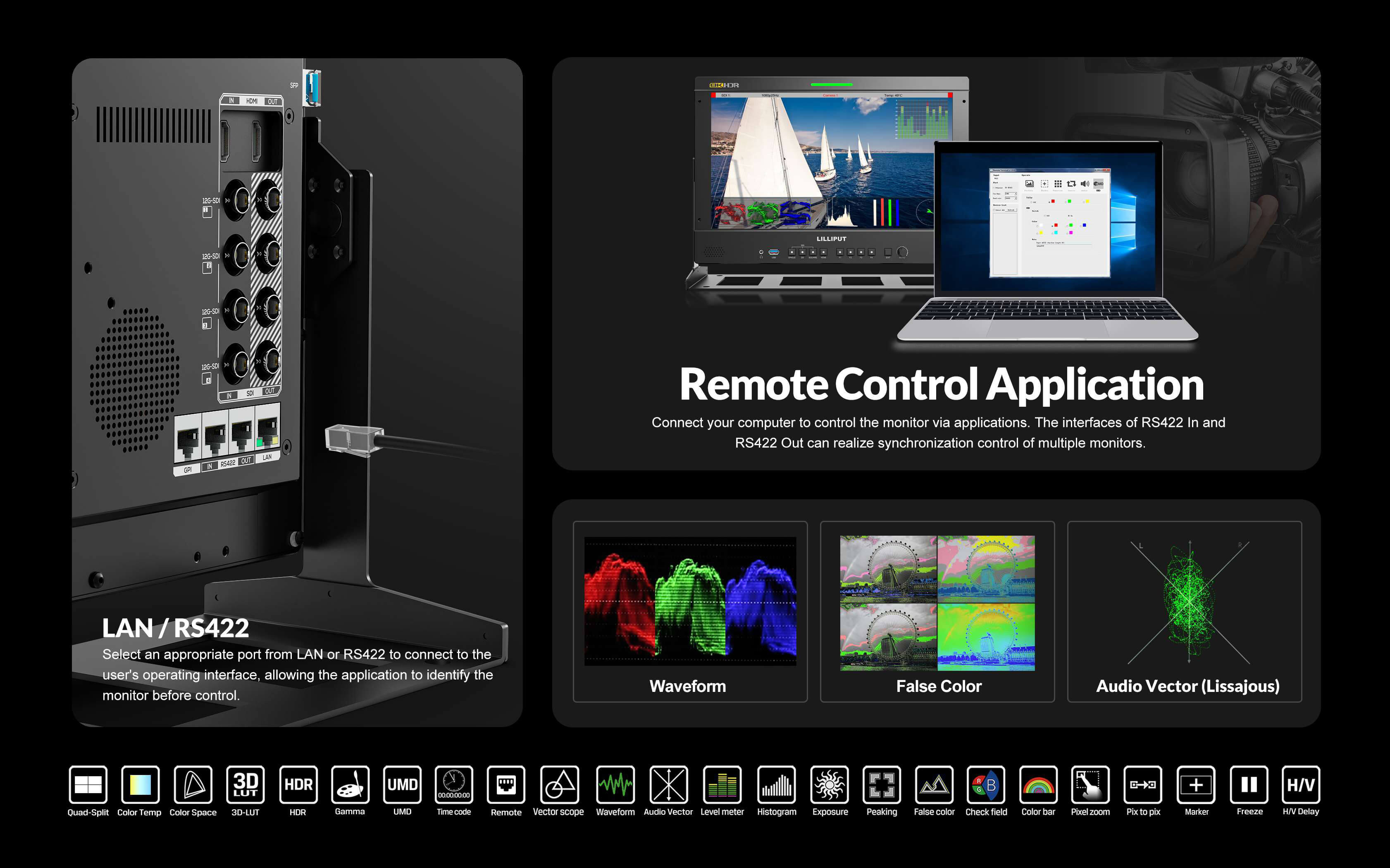 15.6 inch 8K 12G-SDI studio production monitor4