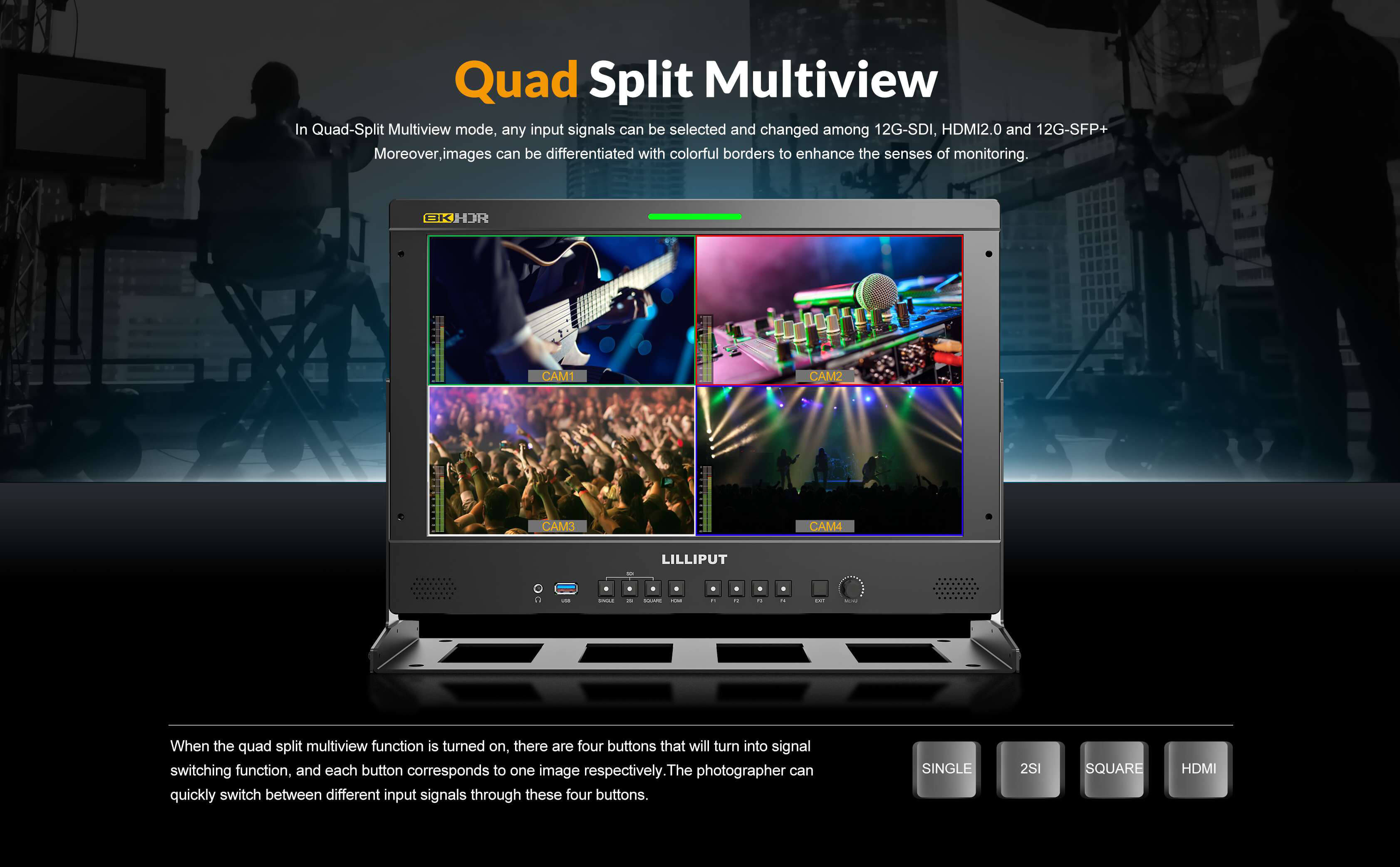15.6 inch 8K 12G-SDI studio production monitor5