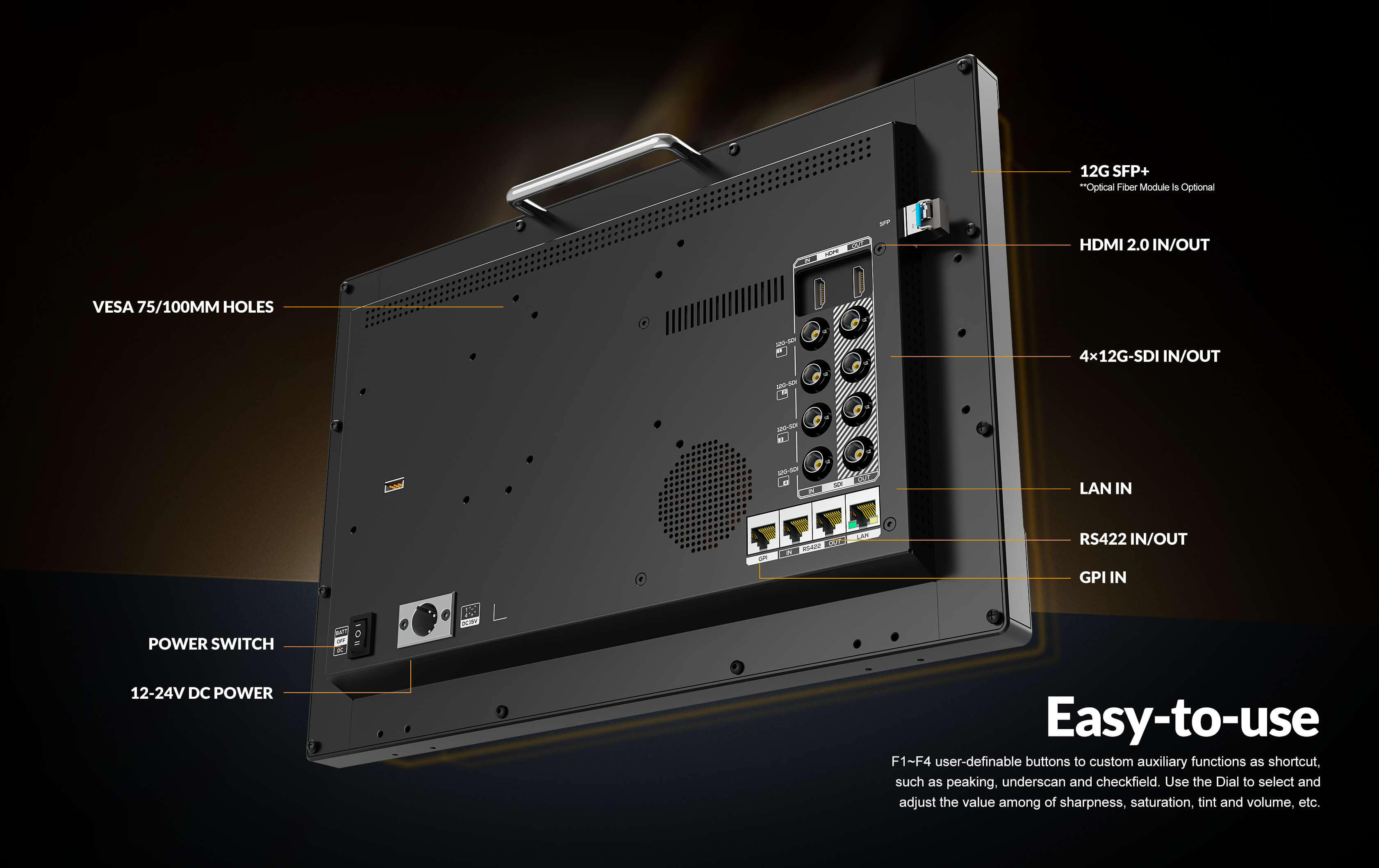 15.6 inch 8K 12G-SDI studio production monitor7