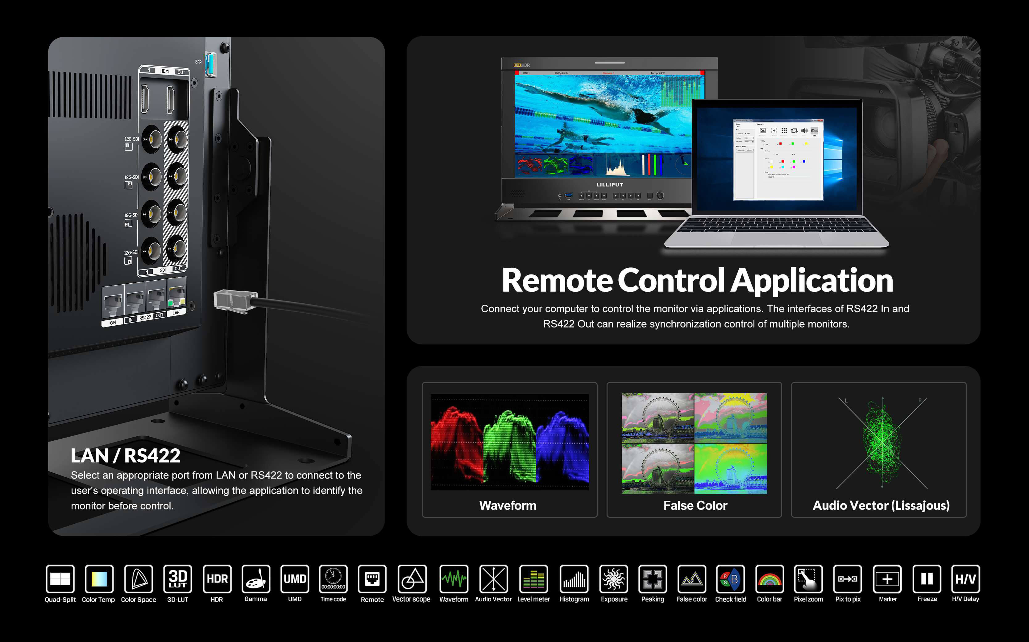 17.3 inch 8K 12G-SDI studio production monitor4