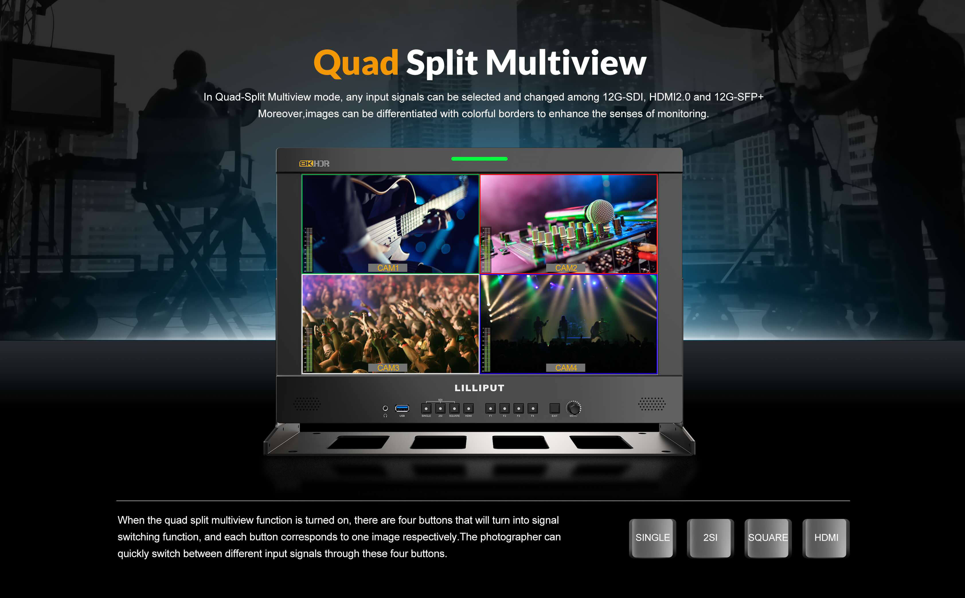 17.3 inch 8K 12G-SDI studio production monitor5