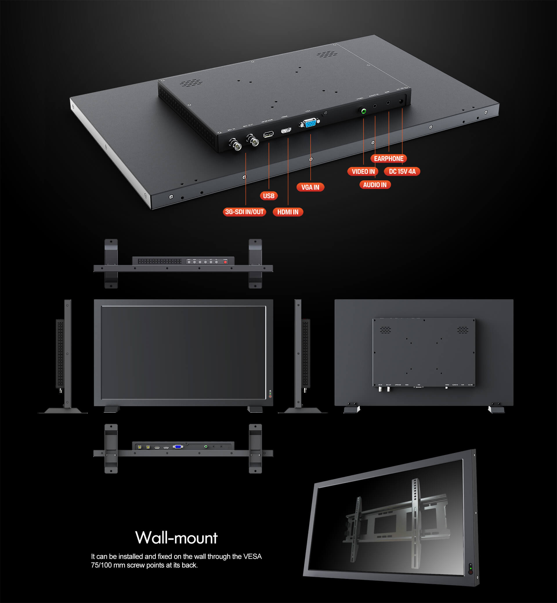 21.5 inch SDI_HDMI professional video monitor5