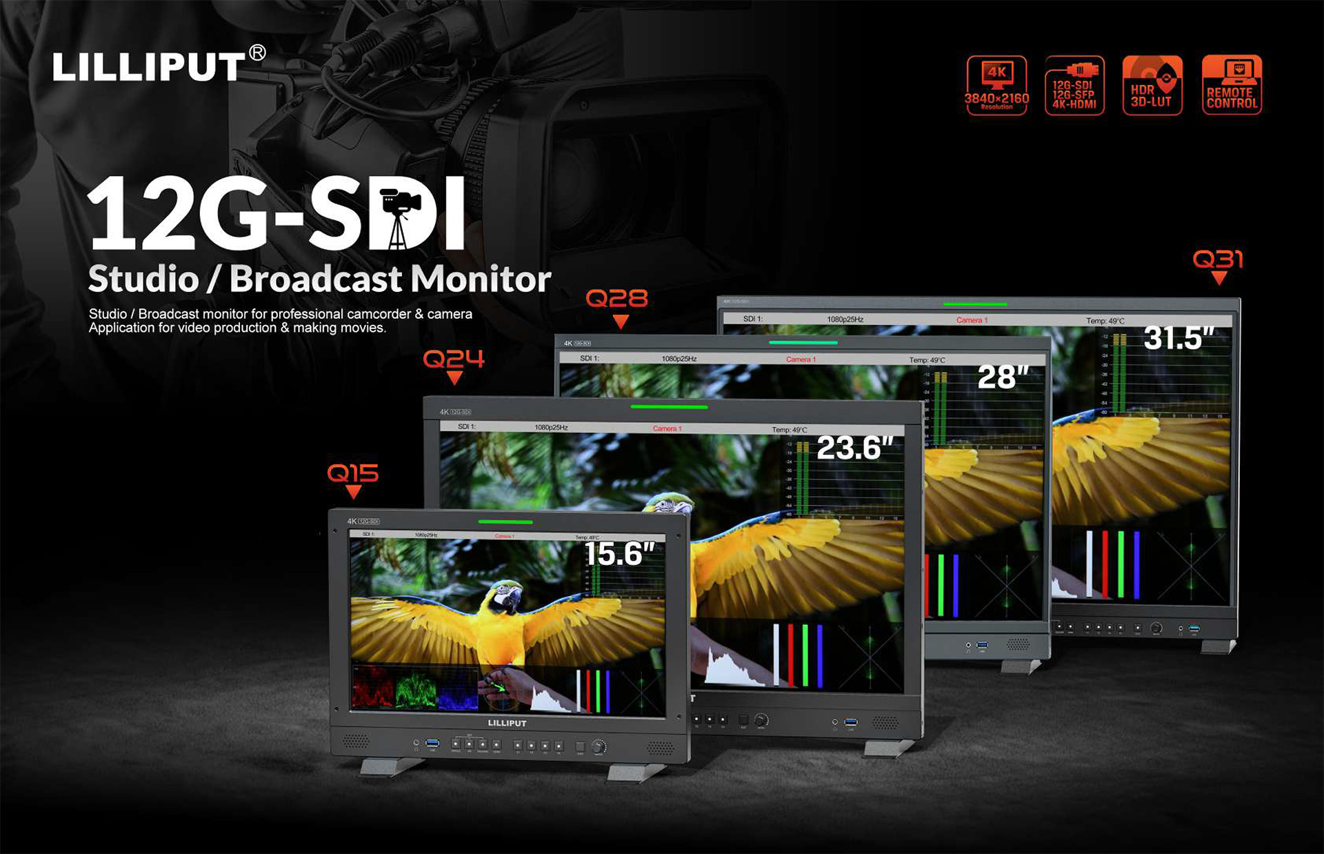 28 hüvelykes 12G-SDI gyártási monitor