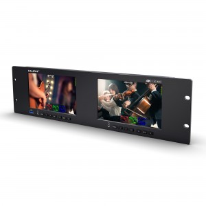 Dual 7 inch 3RU rackmount monitor na may 12G-SDI /HDMI 2.0