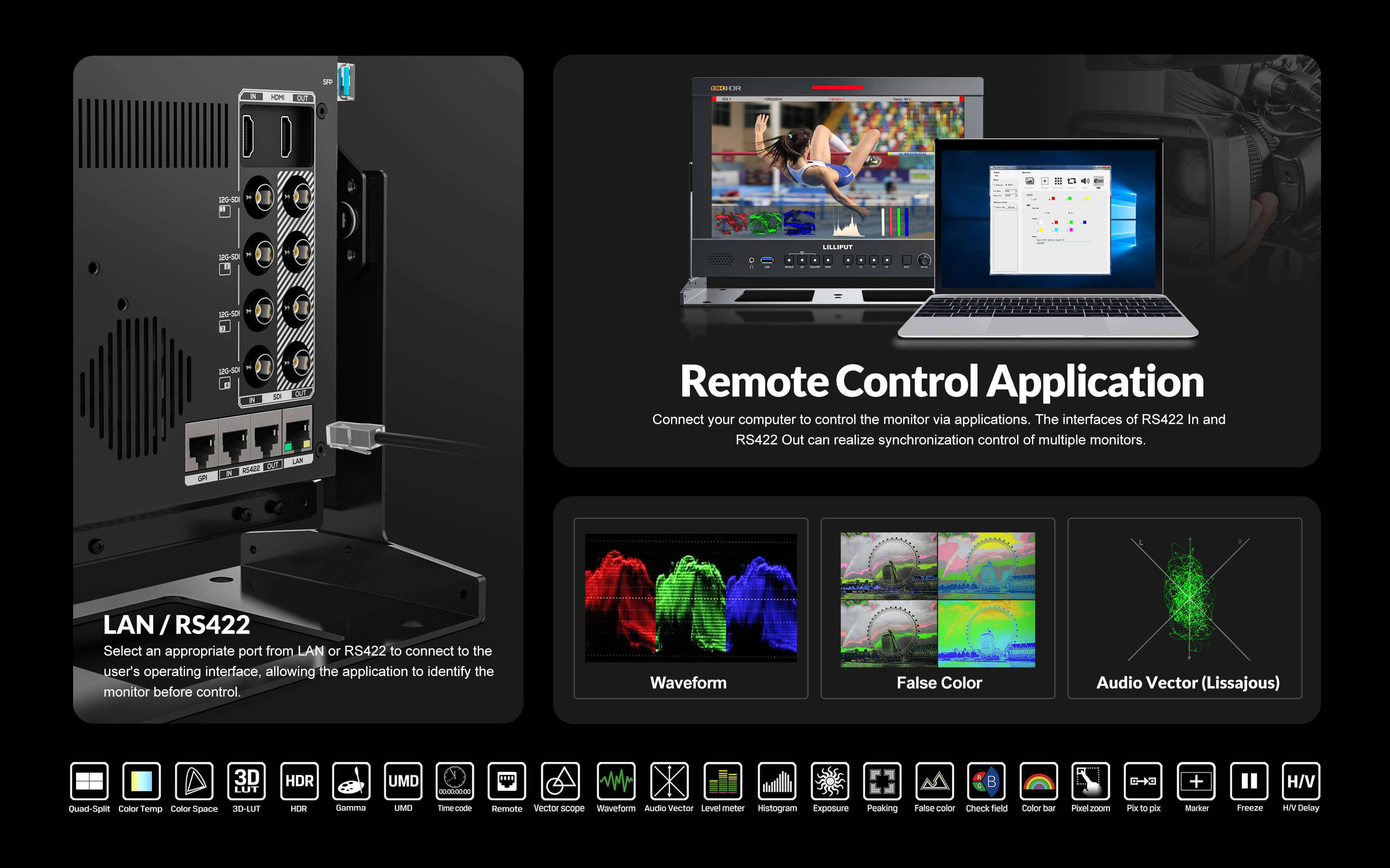 Q13-13.3 นิ้ว 8K 12G-SDI Studio Production 4